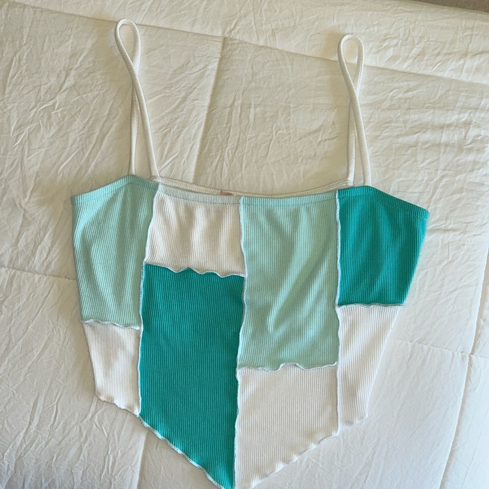 Blue Blush Colorblock Crop Top